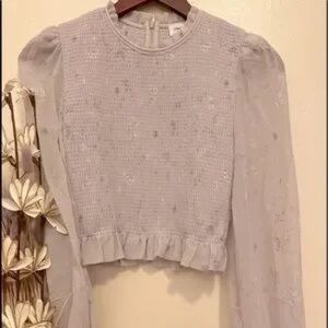 Aritzia wilfred tempest blouse - vin gris/ardoise (lavender/grey) in medium